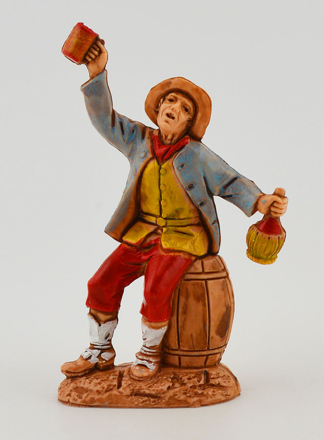 Santon Buveur de vin sur son Fût - 6 cm (pic 1)