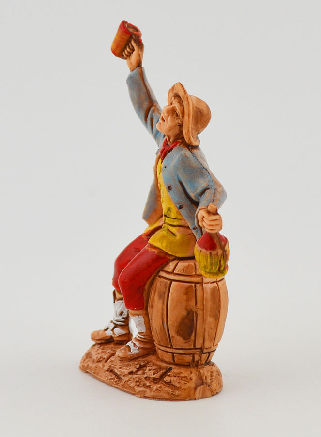 Santon Buveur de vin sur son Fût - 6 cm (pic 2)