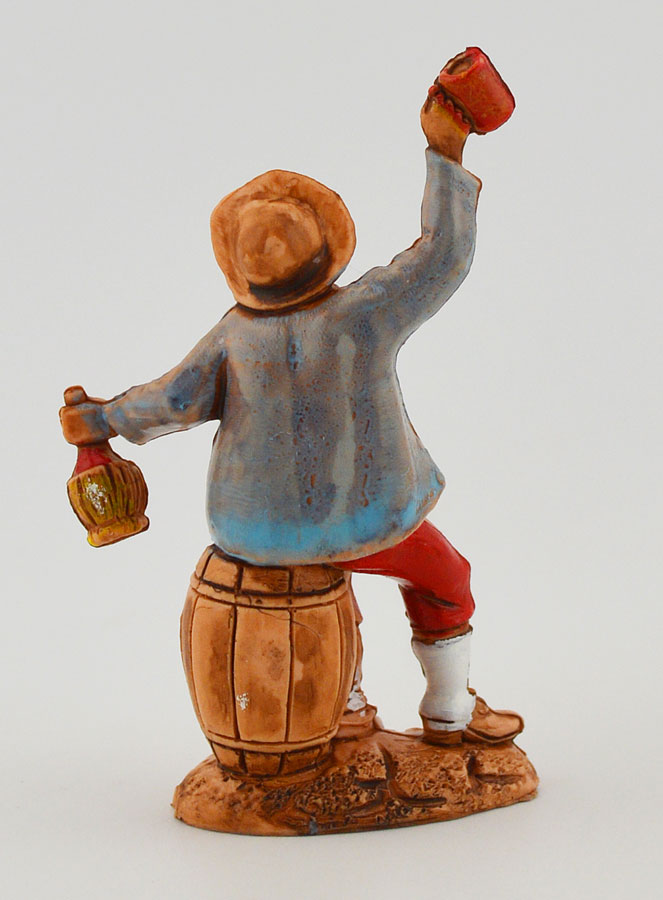 Santon Buveur de vin sur son Fût - 6 cm (pic 4)