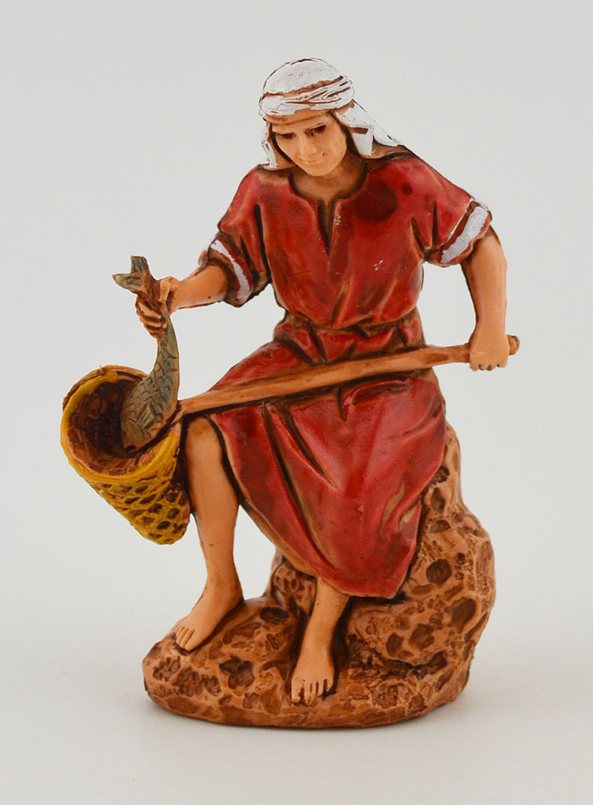 Santon Pêcheur à l'Épuisette - 6 cm (pic 1)