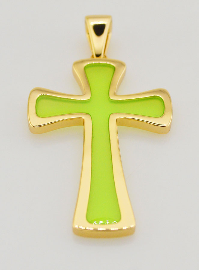 Pendentif Croix 4cm - Vert (pic 2)