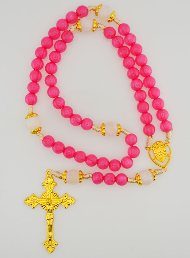 Chapelet Ex Voto Perles en Verre - Rose (pic 1)