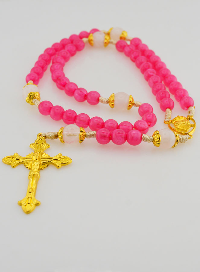 Chapelet Ex Voto Perles en Verre - Rose (pic 2)