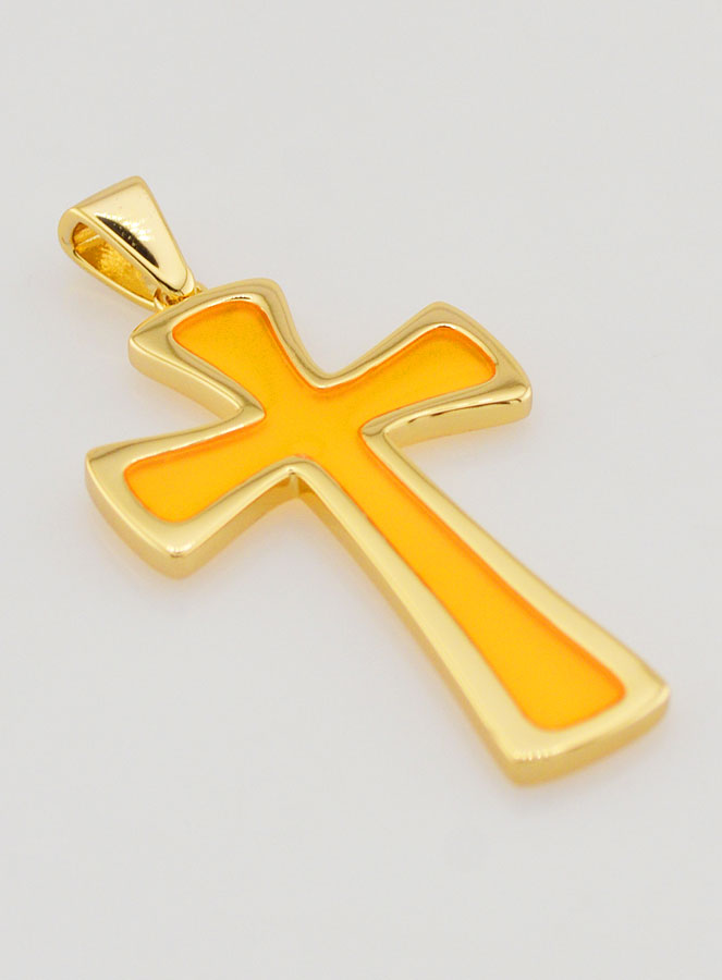 Pendentif Croix 4cm - Orange (pic 3)