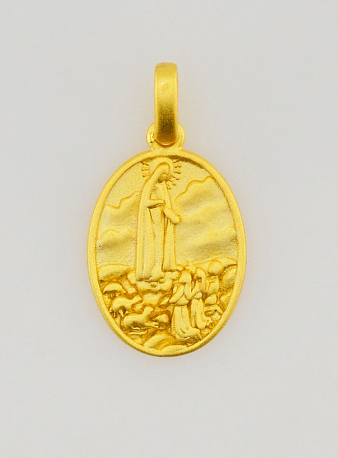 Médaille N-D de Fatima en Argent Doré 18k - 15mm (pic 1)