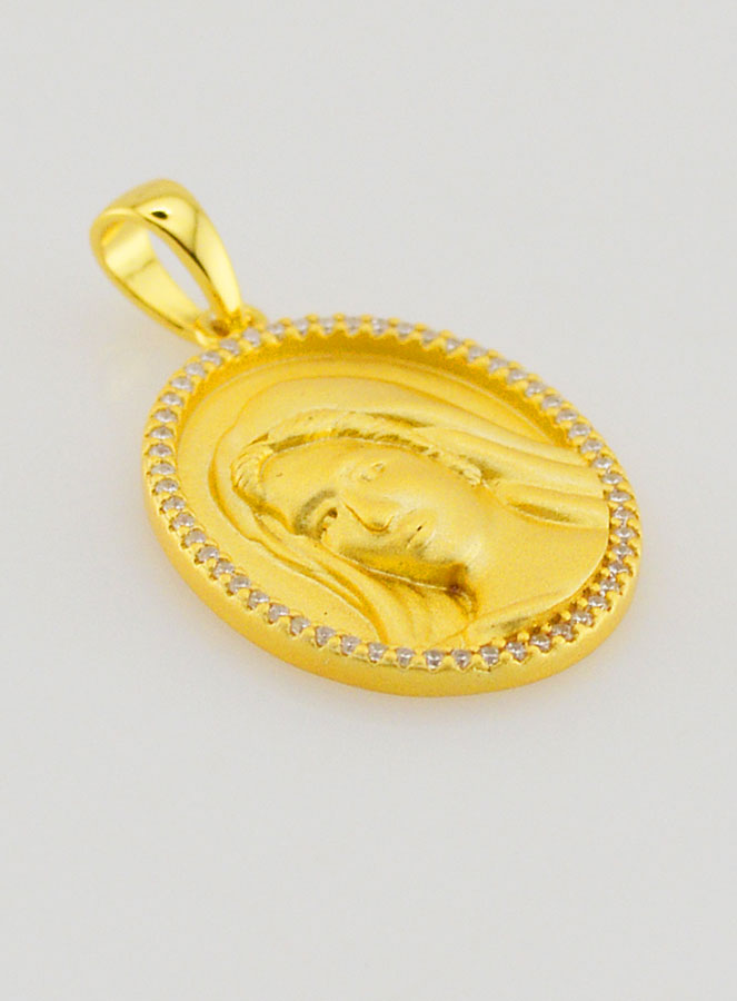 Médaille Vierge Marie Bord Brillant - 18mm (pic 3)
