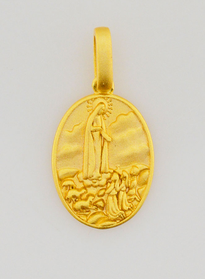Médaille N-D de Fatima en Argent Doré 18k - 16mm (pic 1)