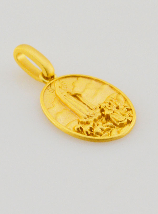 Médaille N-D de Fatima en Argent Doré 18k - 16mm (pic 3)