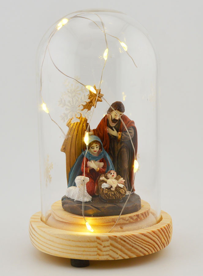 Nativité Lumineuse Sous Cloche - 14cm (pic 1)