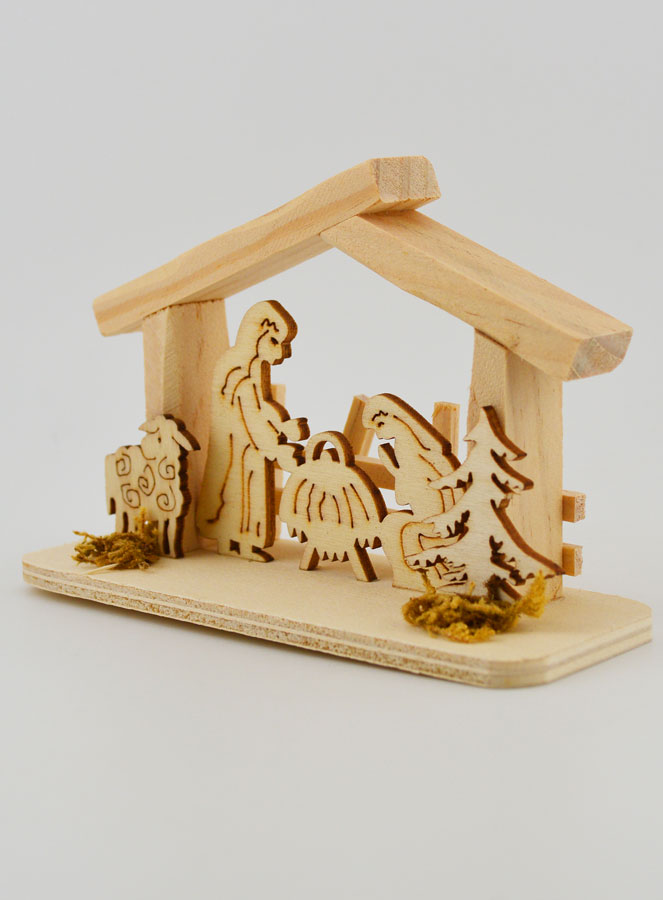 Nativité en Bois Naturel - 10cm (pic 2)