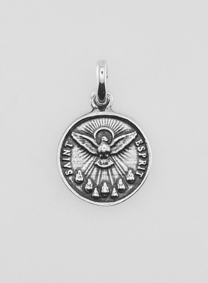 Médaille Saint Esprit en Argent 925 Plaqué - 12mm (pic 1)