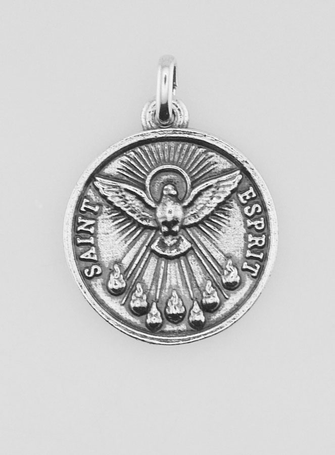 Médaille Saint Esprit en Argent 925 Plaqué - 18mm (pic 1)