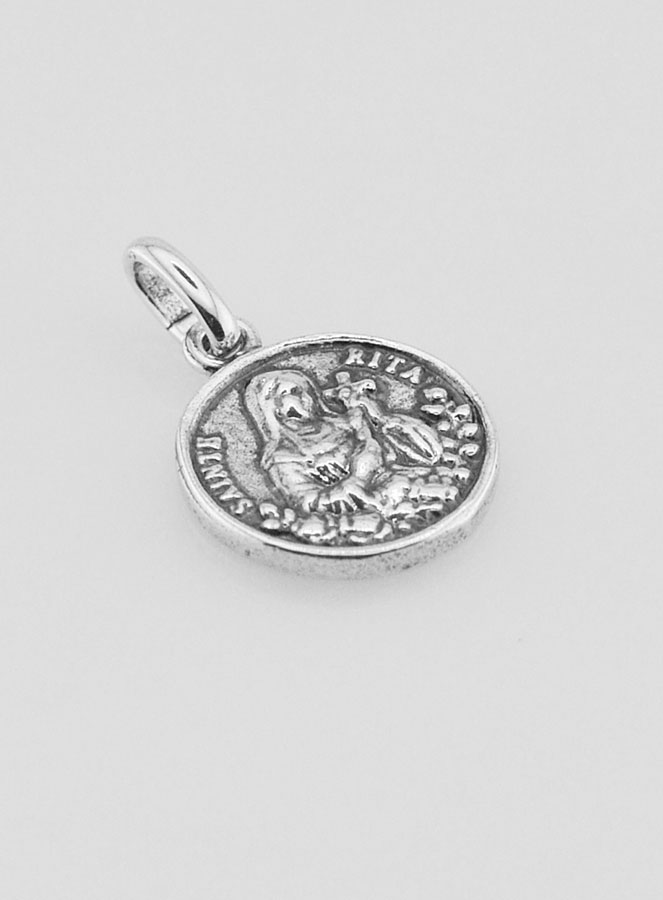 Médaille Sainte Rita en Argent 925 Plaqué - 12mm (pic 3)