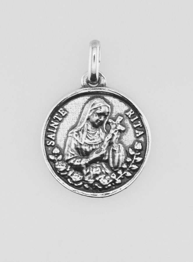 Médaille Sainte Rita en Argent 925 Plaqué - 15mm (pic 1)