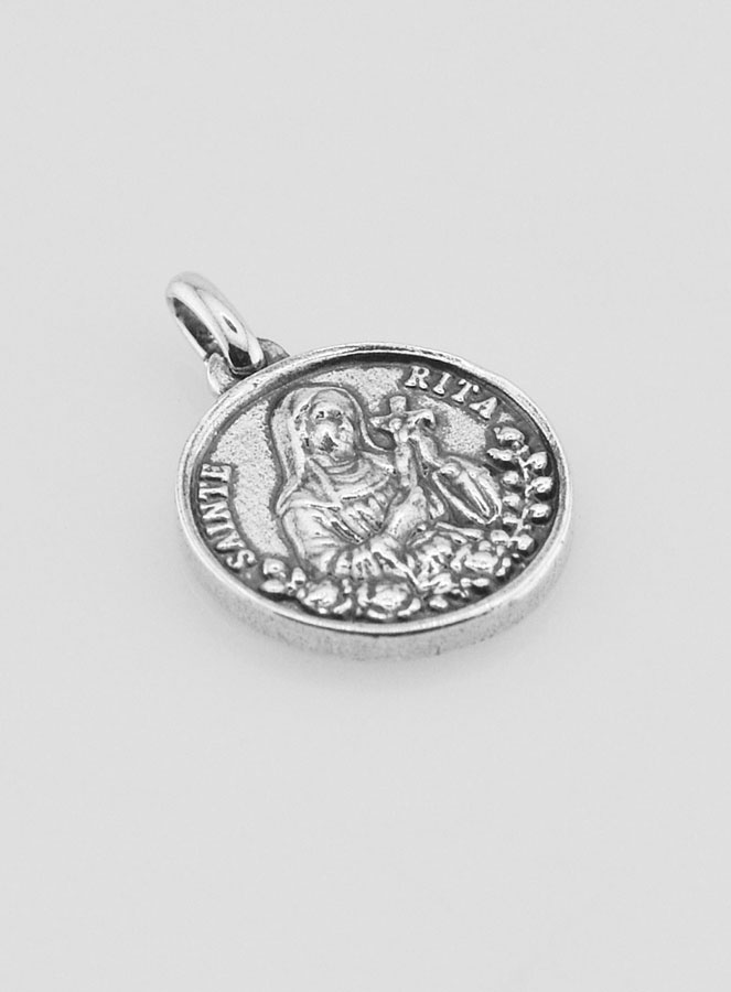Médaille Sainte Rita en Argent 925 Plaqué - 18mm (pic 3)