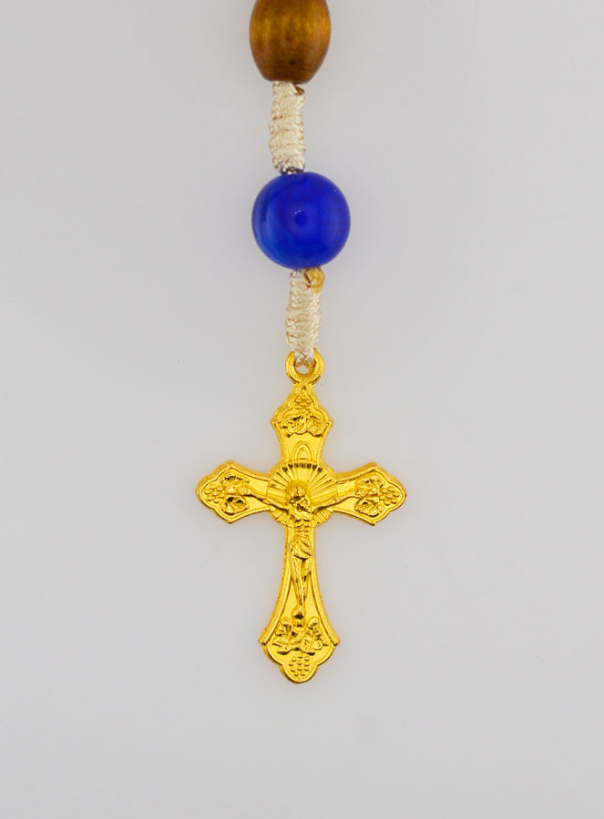 Chapelet Ex Voto Perles Bois Ovale - Bleu (pic 3)