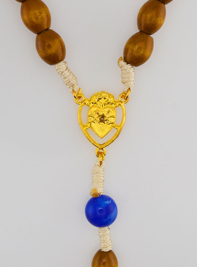 Chapelet Ex Voto Perles Bois Ovale - Bleu (pic 4)