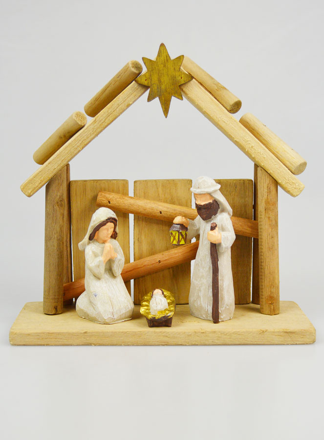 Crèche de Noël Nativité Sculptée - 20cm (pic 1)