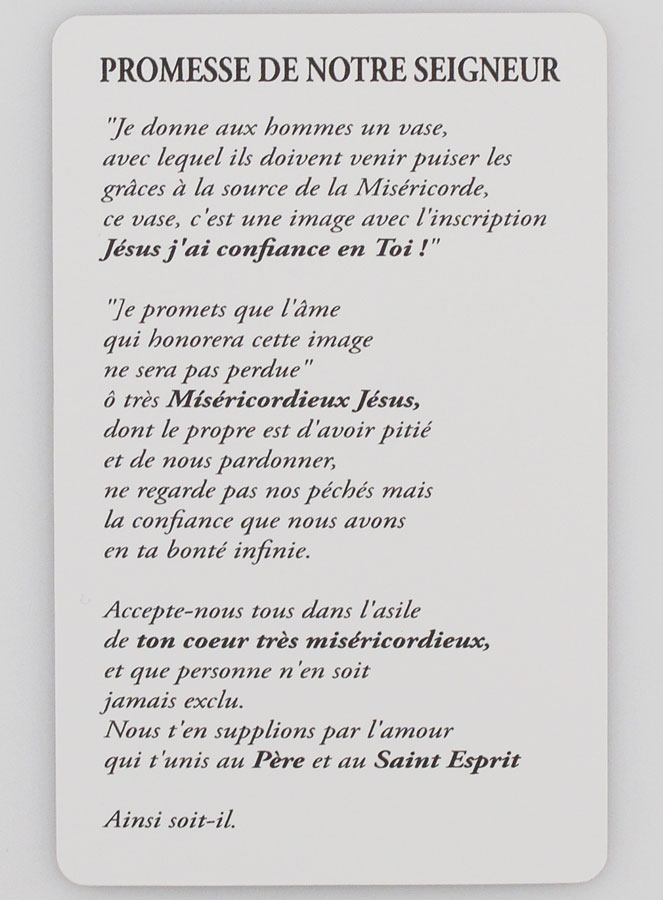 Carte de prière Jésus-Christ Miséricordieux (pic 2)