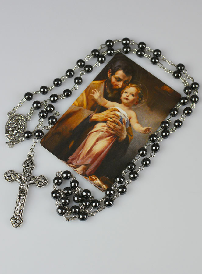 Chapelet de Saint Joseph Perles Noires (pic 2)