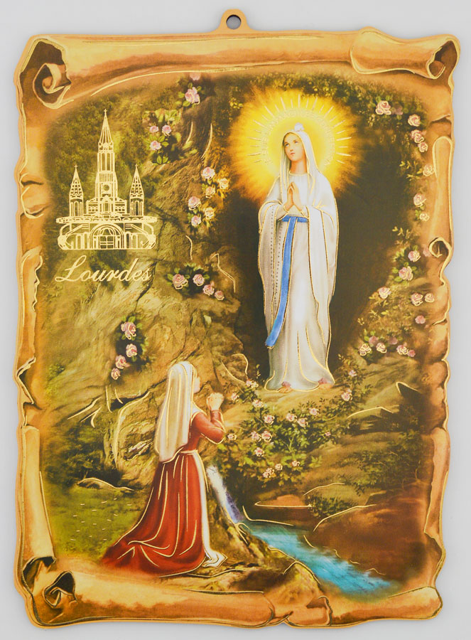 Icône Grotte Apparitions de Lourdes 22cm (pic 1)
