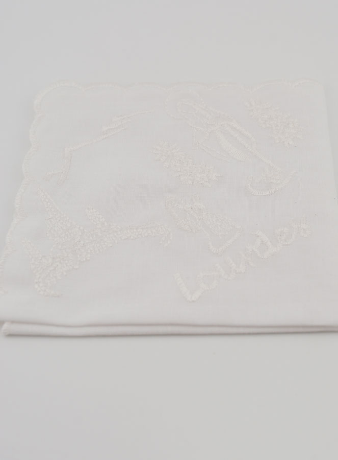 Mouchoir Brodé Souvenir de Lourdes Blanc (pic 3)