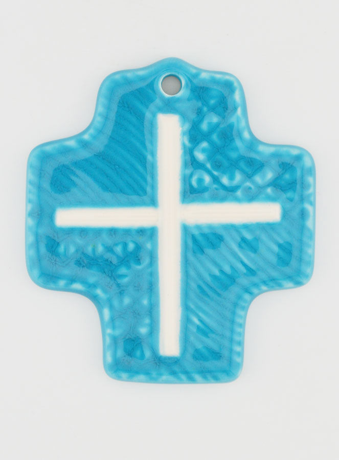 Croix Céramique Croix du Christ Bleue (pic 1)