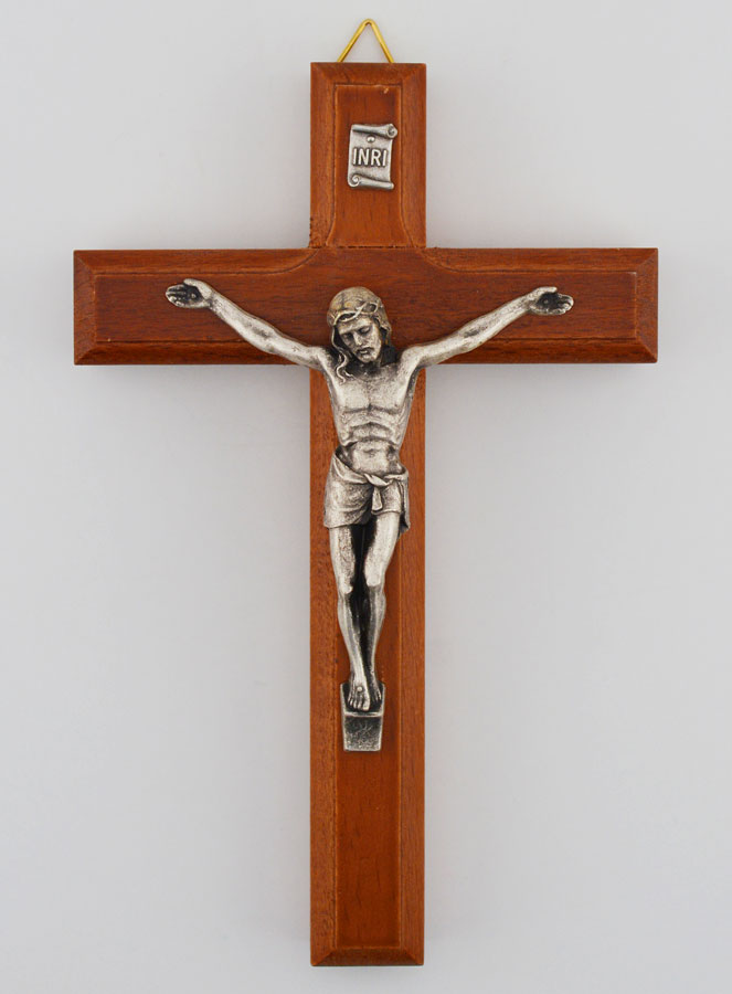 Crucifix en Bois du Christ Argenté (pic 1)