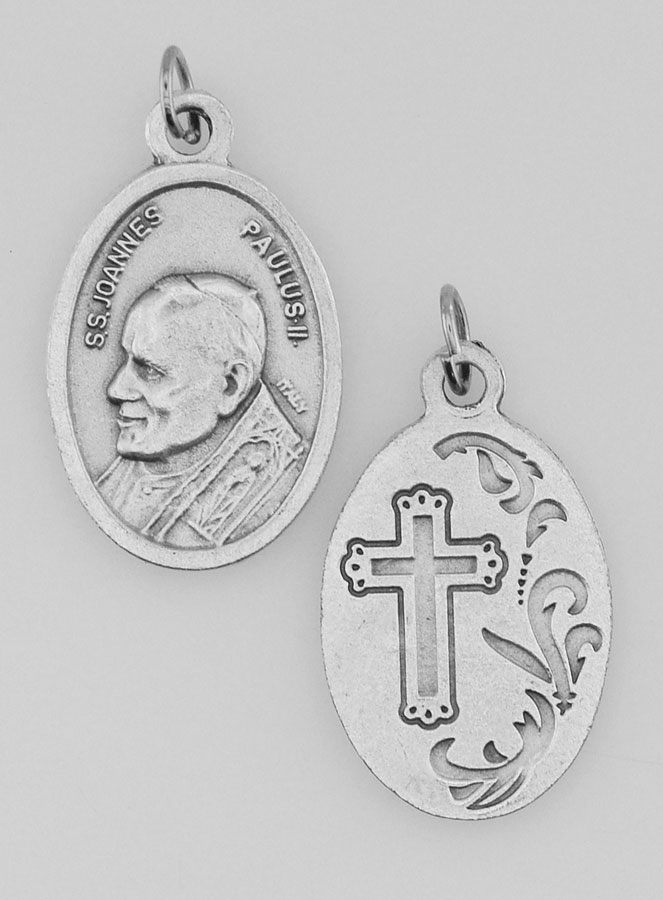 Médaille Religieuse Pape Bienheureux Jean-Paul 2 Argentée (pic 2)