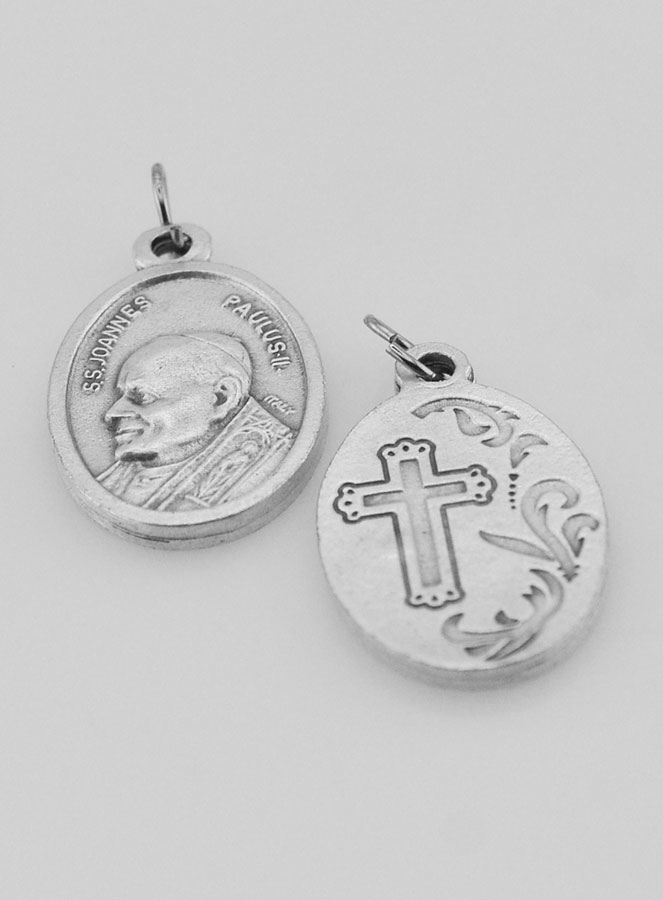 Médaille Religieuse Pape Bienheureux Jean-Paul 2 Argentée (pic 4)