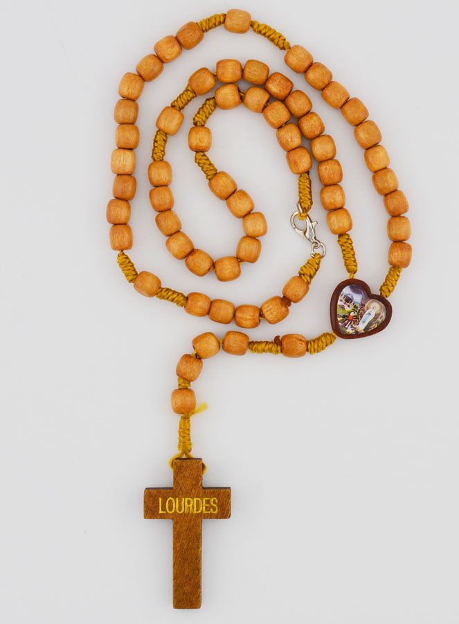 Chapelet en Bois Image Coeur de Lourdes (pic 1)
