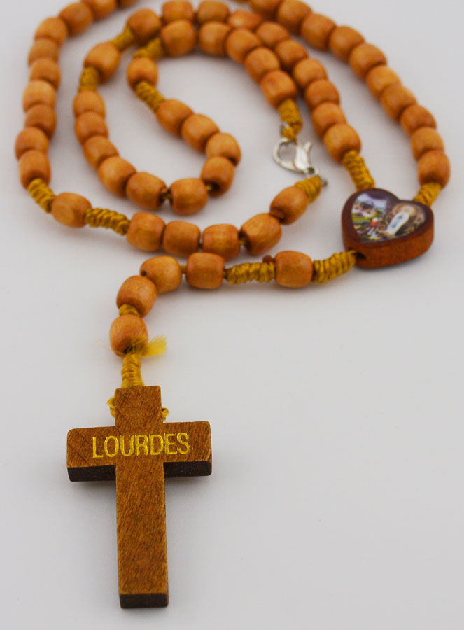 Chapelet en Bois Image Coeur de Lourdes (pic 2)
