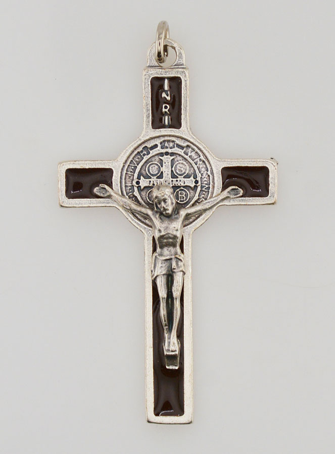 Pendentif Croix de Saint Benoit Marron 5 cm (pic 1)