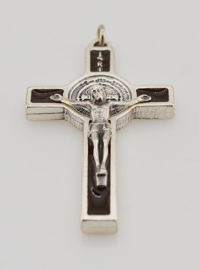 Pendentif Croix de Saint Benoit Marron 5 cm (pic 2)