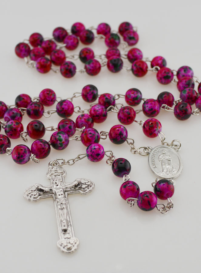 Chapelet en Perles de Nacre Strass Rose (pic 2)