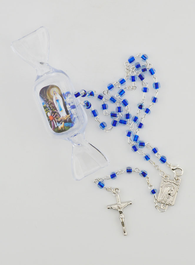 Chapelet en Perles Bleues Boite Bonbon Enfant (pic 1)