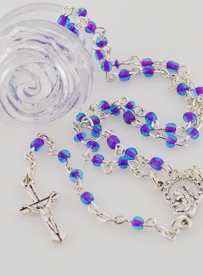 Chapelet en Perles Violettes - Première Communion (pic 2)