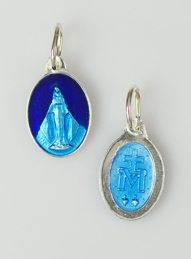 Médaille Miraculeuse en Argent Email 2 Tons - 10mm (pic 1)