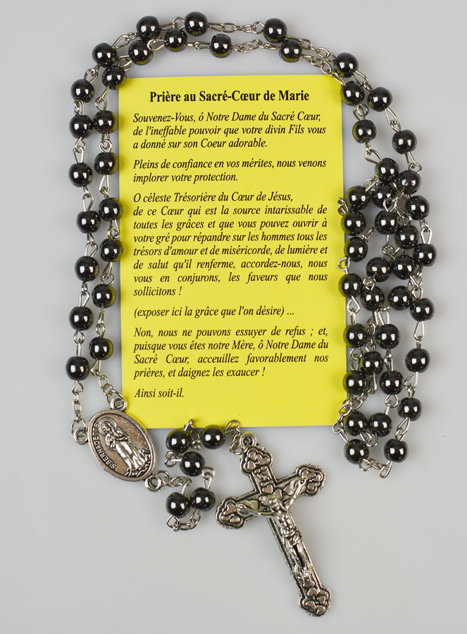 Chapelet Sacré Coeur de Marie Perles Noires (pic 4)