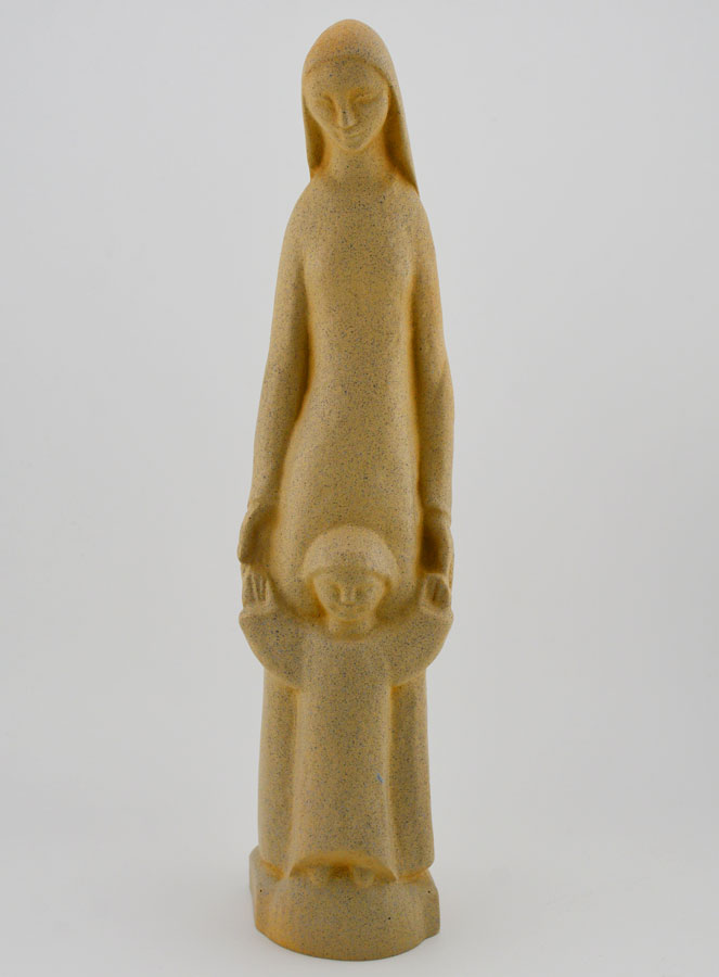 Statue Vierge à l'Enfant Jésus Debout - Ton Granit (pic 1)