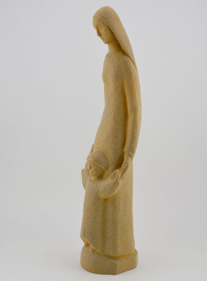 Statue Vierge à l'Enfant Jésus Debout - Ton Granit (pic 2)