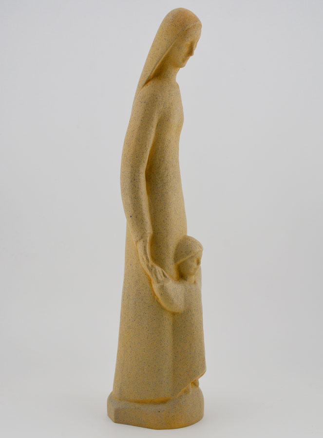Statue Vierge à l'Enfant Jésus Debout - Ton Granit (pic 3)