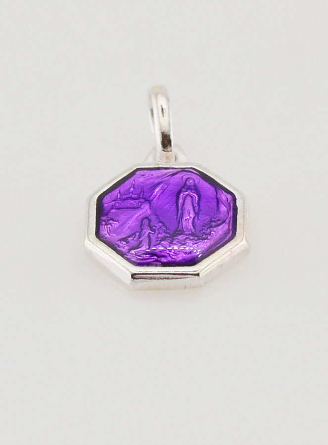Médaille Notre Dame de Lourdes 11mm - Violet (pic 2)
