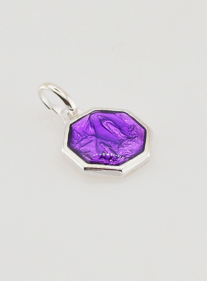 Médaille Notre Dame de Lourdes 11mm - Violet (pic 3)