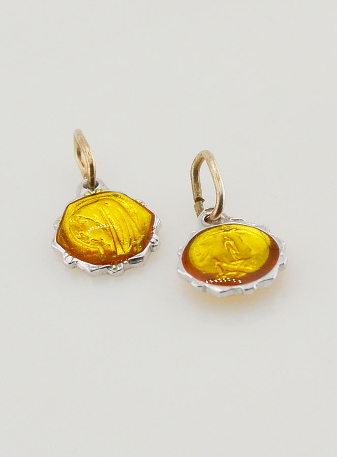 Médaille Vierge Marie 8mm - Jaune (pic 2)