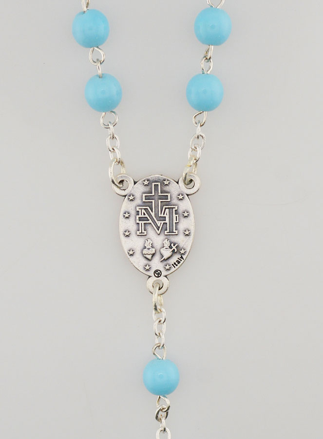 Chapelet en Perles de Verres - Bleues (pic 4)