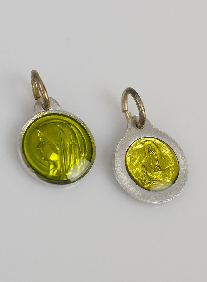 Médaille Vierge Marie 11mm - Couleur Anis (pic 3)
