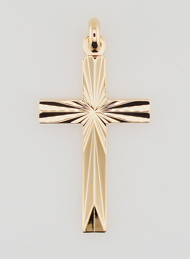 Pendentif Croix Sculptée en Plaqué Or (pic 1)