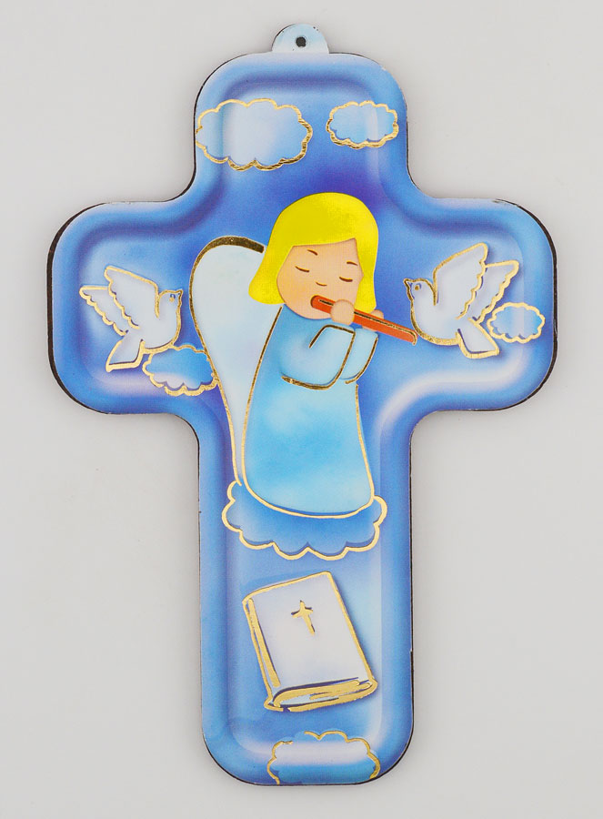 Croix en Bois Enfant - Ange Gardien Musicien (pic 1)