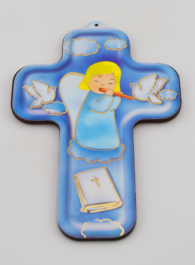 Croix en Bois Enfant - Ange Gardien Musicien (pic 2)